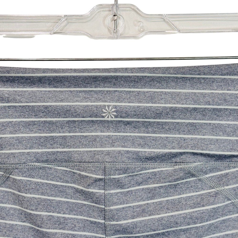 Athleta Leggings Womens L Blue Striped Salutation Stash Capris High Rise Active - Picture 5 of 10